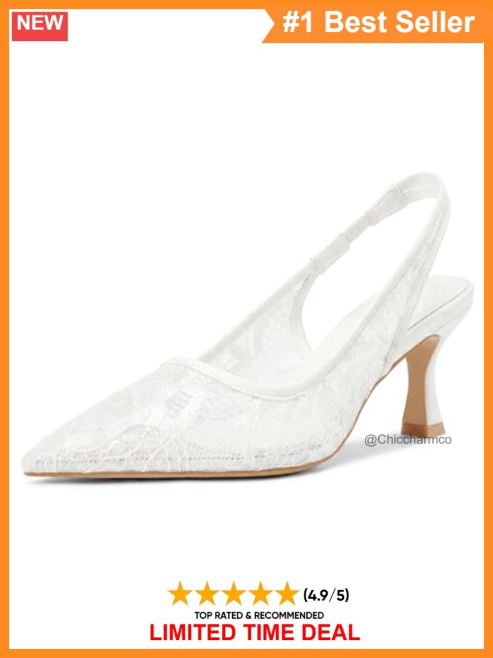 Lace Kitten Heel Slingback Pumps Pointed Toe Wedding Bridal Shoes